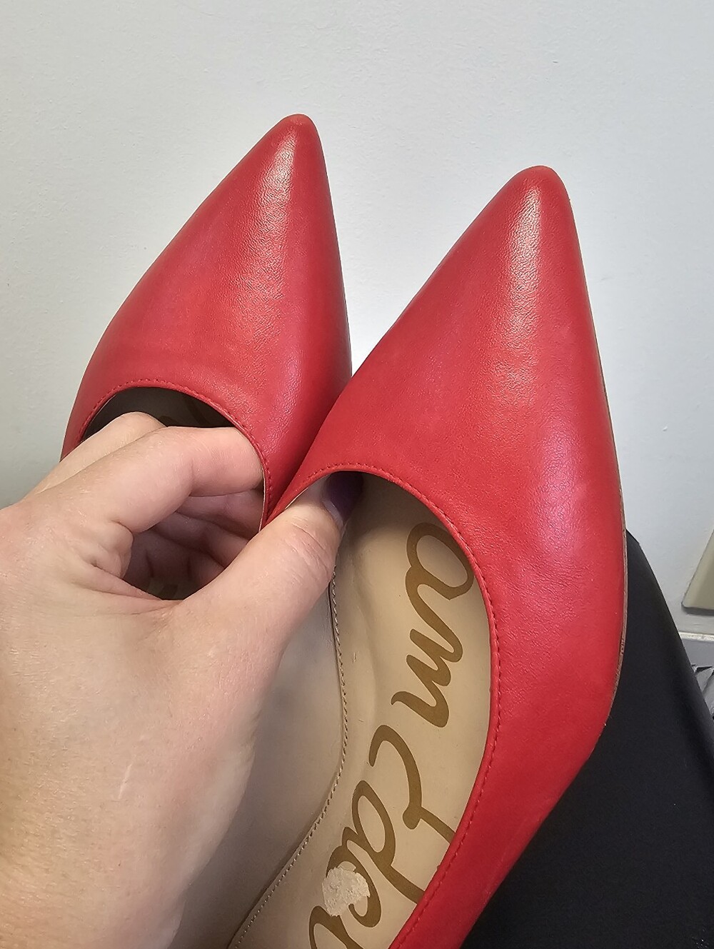 Sam Edelman Sally Pointed Toe Red Leather Flats Size 9 - Picture 9 of 13